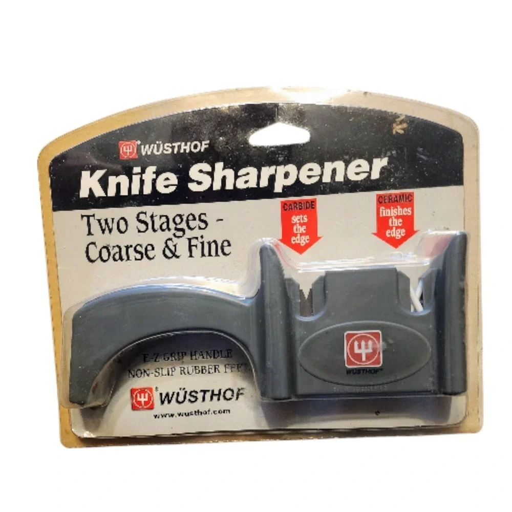 WUSTHOF 2-Stage Coarse and Fine Knife Sharpener w/ Soft Grip Handle NEW SEALED